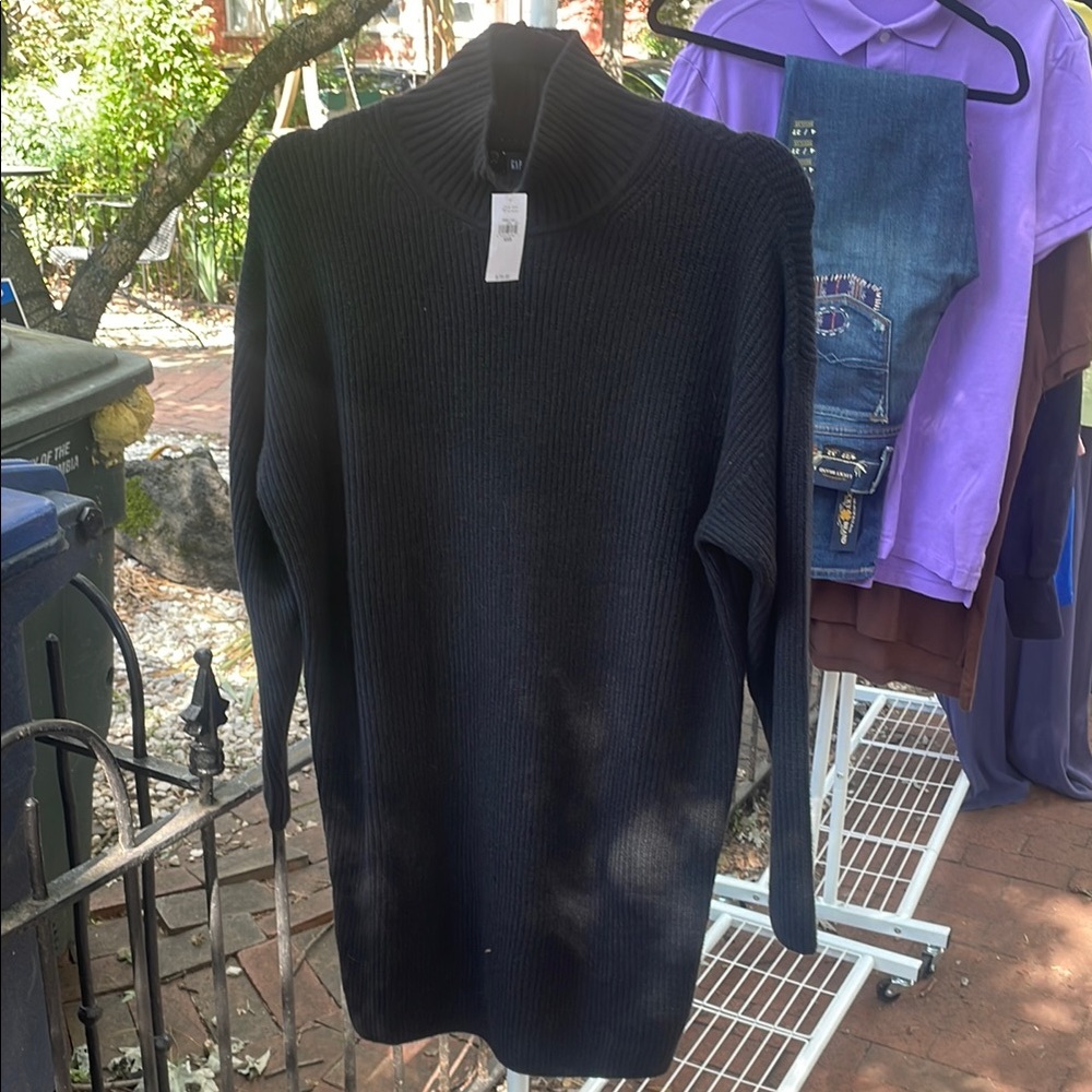 Black Ribbed Women’s Sweaterdress